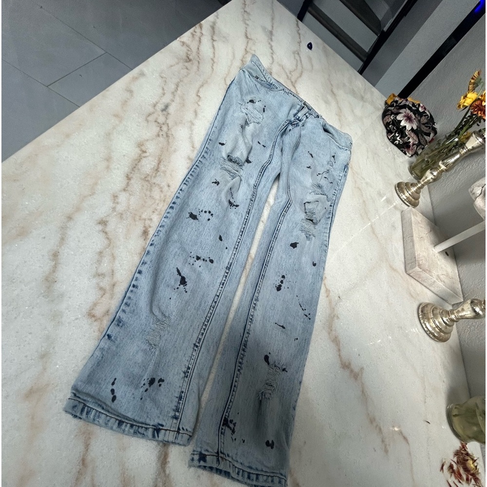 Spotted skinny denim jeans